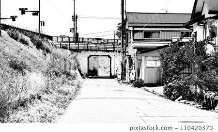 Tunnel under the road and alley beside the embankment Tunnel under the road and alley beside the embankment 110420370
