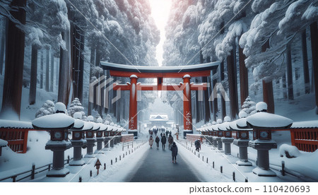 Winter shrine worship Winter shrine worship 110420693