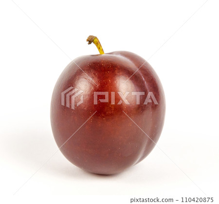 One purple plum isolated on white background. One purple plum isolated on white background. 110420875