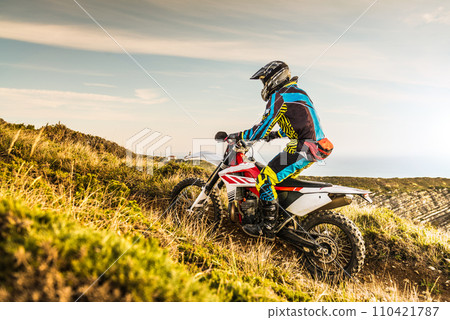 Enduro bike rider 110421787