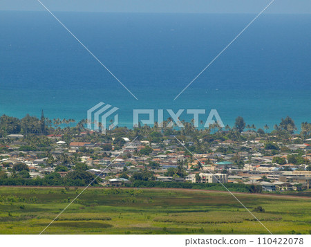 Marsh, Kailua town, and ocean scape Marsh, Kailua town, and ocean scape 110422078