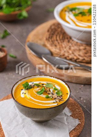Creamy pumpkin soup Creamy pumpkin soup 110422288