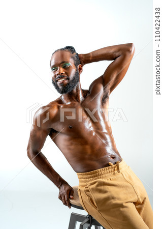 Happy african-american bearded gay man  110422438