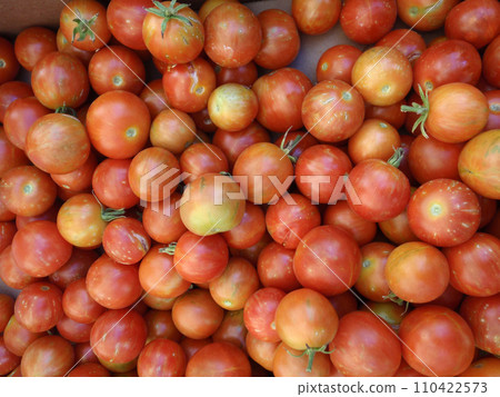Tomatoes of Red wtih spots of orange, and green color Tomatoes of Red wtih spots of orange, and green color 110422573