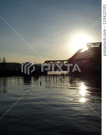 Sunset over Mission Creek and 3rd Street Bridge 110422585