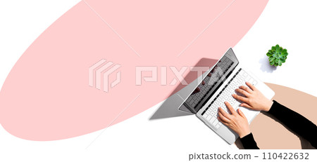 Person using a laptop computer 110422632