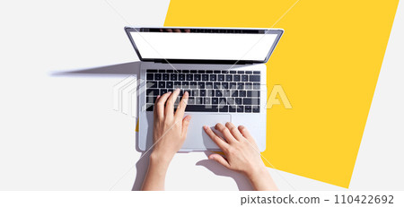 Person using a laptop computer 110422692