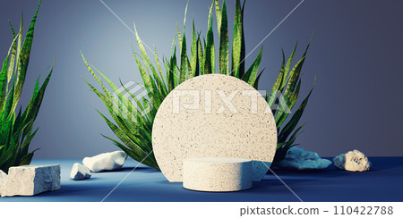Snake plant with white stone podium - 3D Snake plant with white stone podium - 3D 110422788