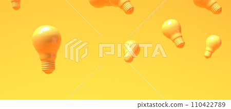 Scattered light bulbs on a colored background - 3D 110422789