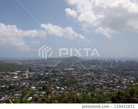 Diamondhead and the city of Honolulu on Oahu on a nice day 110422831