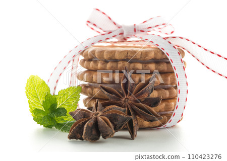 Sandwich biscuits with vanilla filling Sandwich biscuits with vanilla filling 110423276