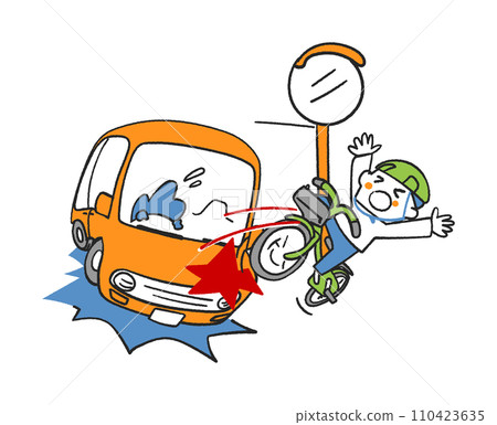 我騎自行車被車撞了，結果惹了很多麻煩插畫素材 110423635