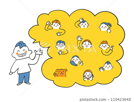 My friends, both boys and girls, some of different nationalities and religions set illustration material 110423648