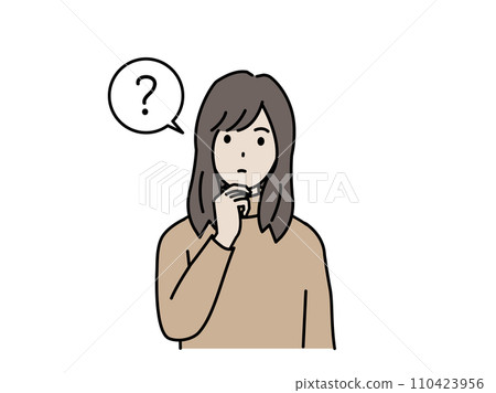 一個年輕女子疑惑與思考的插圖 一個年輕女子疑惑與思考的插圖 110423956