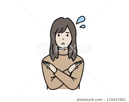 Illustration of a young woman refusing Illustration of a young woman refusing 110423961