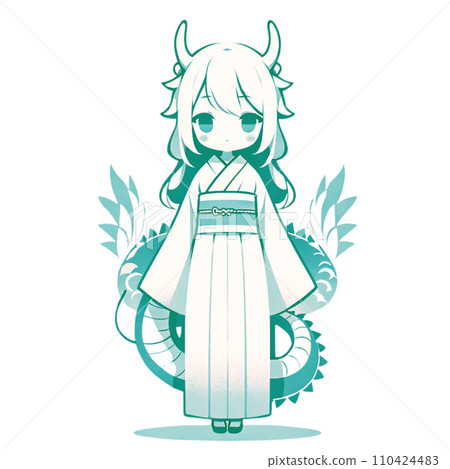 穿著長袖和服的擬人化女人 110424483