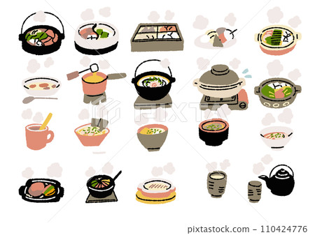 Illustration set of warm foods eaten in winter Illustration set of warm foods eaten in winter 110424776