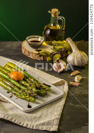 Asparagus cooked with egg Asparagus cooked with egg 110424778