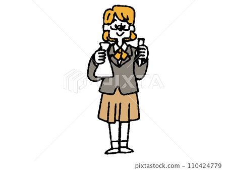 科學系女學生手繪插畫 科學系女學生手繪插畫 110424779