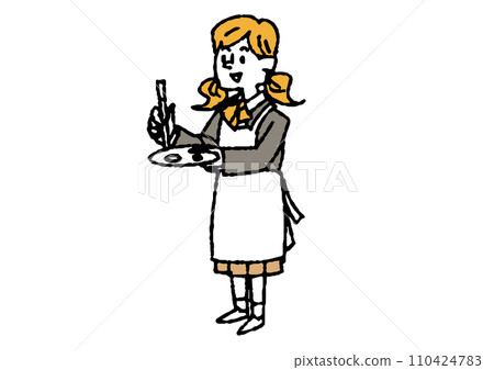 藝術俱樂部女學生的手寫插圖 110424783