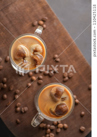 Iced coffee in glass jars Iced coffee in glass jars 110425118