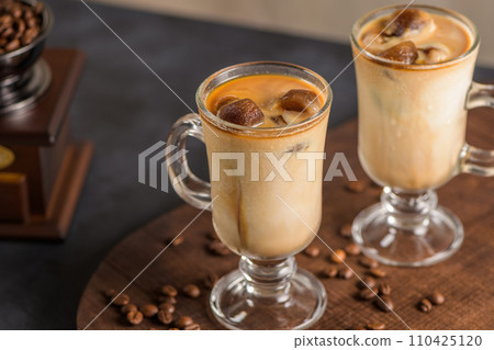 Iced coffee in glass jars 110425120