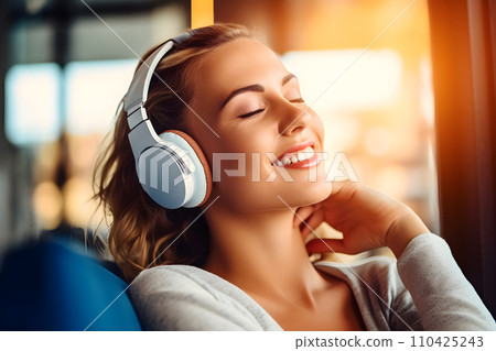 戴著耳機聽音樂的女人 21 AI 生成的圖像 110425243