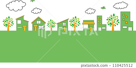 城市景觀背景圖（綠色） 110425512