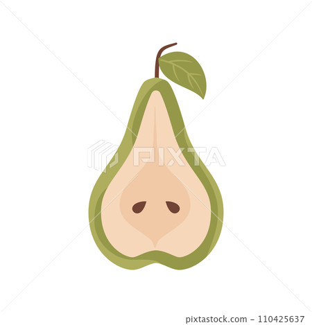 Autumn hand drawn clipart. Fall season cozy symbol. Autumn seasonal element - green pear. Harvest colorful illustration. Thanksgiving flat icon. Stock vector design 110425637
