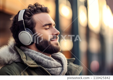 戴著耳機聽音樂的男人 19 AI 生成的圖像 110425842