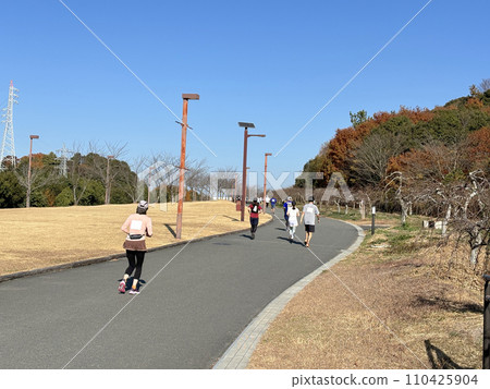 跑者穿過靜岡縣小笠山體育公園 110425904