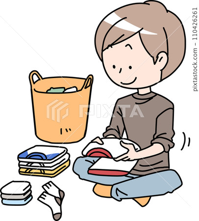 折疊衣物的男人 110426261