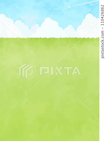 Simple grassland and sky landscape illustration 110426862