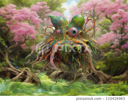 Landscape with creatures from another world or parallel world AI image Landscape with creatures from another world or parallel world AI image 110426963