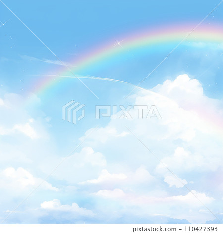 Rainbow in the blue sky AI image 110427393