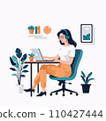 A woman doing remote work at home 110427444