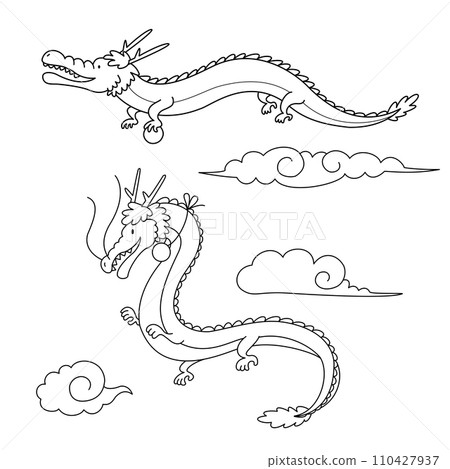 Cute dragon and cloud with ball 110427937