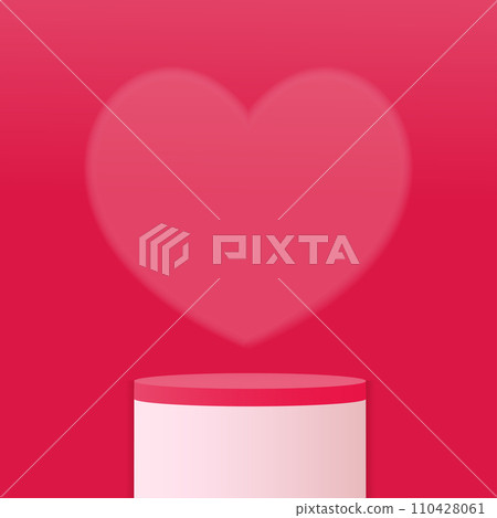 3d valentine podium scene for product display or placement. Vector 110428061