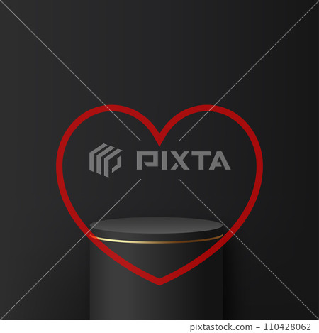3d valentine podium scene for product display or placement. Vector 110428062