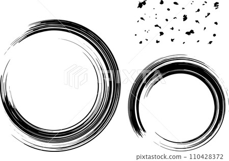 Background material of circles and splashes drawn with a brush 110428372