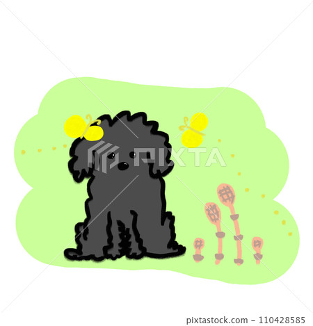Horsetail, dog, and butterfly in the spring breeze Horsetail, dog, and butterfly in the spring breeze 110428585