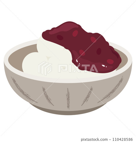 Vector illustration of shiratama dango with red bean paste. Traditional Japanese sweets. 110428586