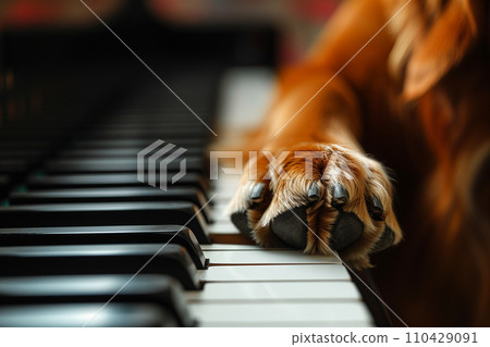 狗把手放在鋼琴上，特寫，只有手 110429091