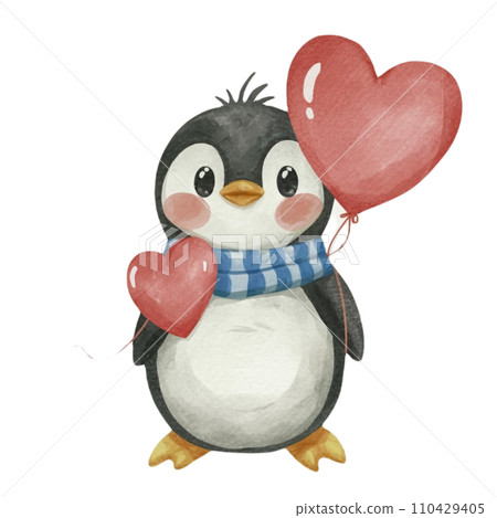 Cute Penguin Valentines Day 110429405