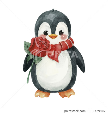 Cute Penguin Valentines Day 110429407