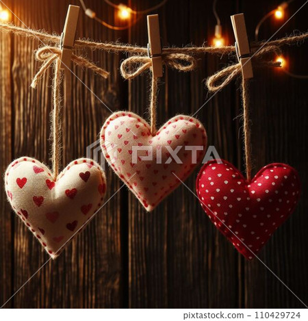 red hearts on a wooden background - Stock Illustration [110429724] - PIXTA