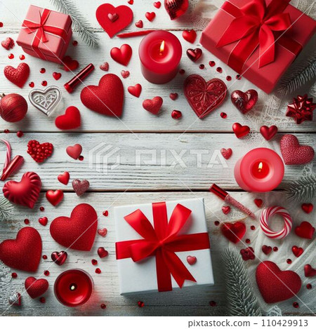 red heart on wooden background 110429913