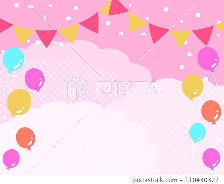 Balloons, garland, confetti, cloud background frame material 1 Balloons, garland, confetti, cloud background frame material 1 110430322