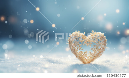 Heart made of snowflakes AI image 110430377