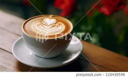 Close-up of creamy latte art AI image 110430546